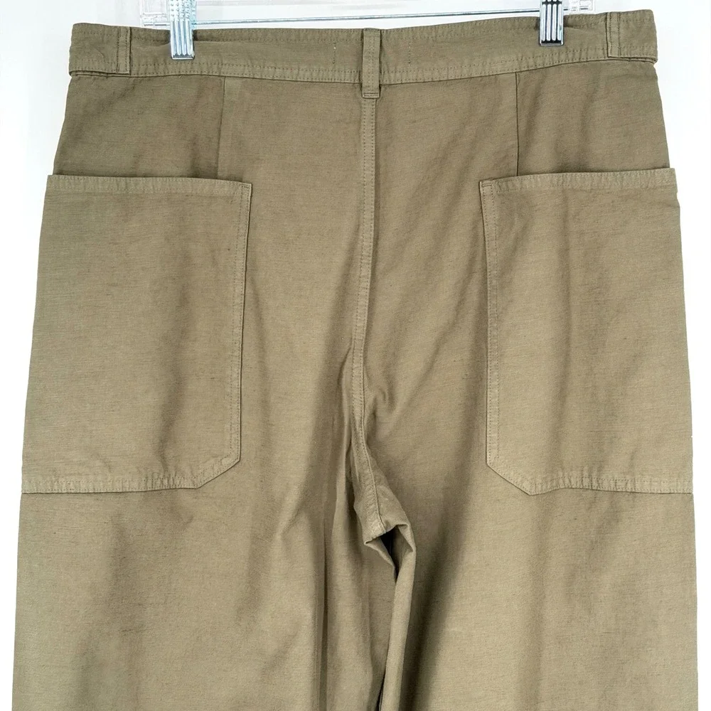 Everlane Fatigue Barrel Pants Green Organic Cotton Linen High Rise Trousers 14